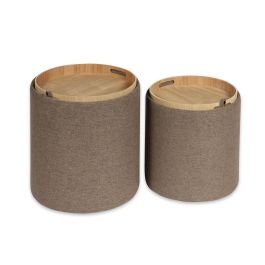 Set 2 Puffs Chocolate C/ Bande Versa 39X44CM Set 2 Puffs Chocolate C/ Bande Versa 39X44CM