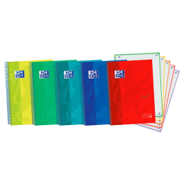 Oxford Cuaderno Espiral A4+ 120 Hojas Tapa Extradura Cuadro 5 mm Colores Vivos Surtidos