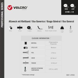 Velcro Cinta Adhesiva Extrafina Blanca 20 mm x 5m