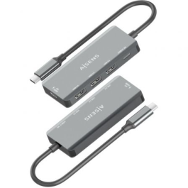 Aisens A109-0945 Hub USB Tipo-C, 1xUSB-C PD 100W, 1xUSB-C 3.0, 3xUSB-A 2.0, Alimentación por bus, Gris