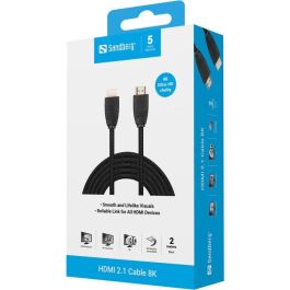 Sandberg HDMI 2.1 Cable 8K, 2m - Calidad de Imagen Nítida y Videos Ultra Fluidos para Juegos, Streaming y Experiencias Visuales Exigentes