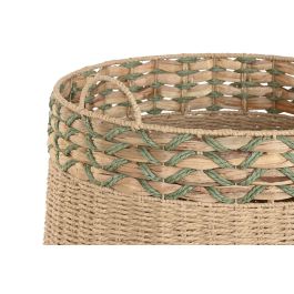 DKD Home Decor Cesta Tropical de Fibra Verde Natural 50 x 50 x 44 cm - Set de 2 Cestas Decorativas