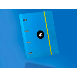 Antartik Carpeta con recambio a4 cuadro 5mm forrada 4 anillas 40mm redondas con solapa color azul