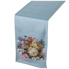 Camino de Mesa Alexandra House Living Azul Textil 180 x 30 cm Flores Terciopelo