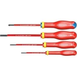 Facom Juego de 4 Destornilladores Aislados 1000V - 3 Ranurados (2.5x50, 3.5x100, 5.5x150) y 1 Pozidriv (1x100) Precio: 40.49999954. SKU: B13L6KY5M6