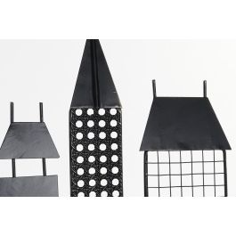 DKD Home Decor Decoración de Pared Metálica Estilo Loft Diseño Edificio Color Negro. Medidas: Ancho 105 x Alto 56 x Profundidad 6 cm