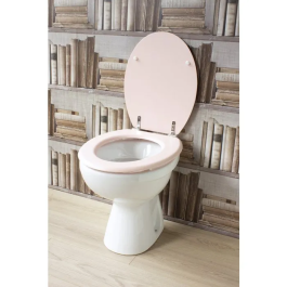 Gelco Asiento de inodoro Dolce Bisagras Acero Inoxidable Madera Moldeada Cristal Rosa
