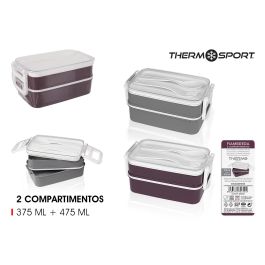 Thermosport Fiambrera Plástico 2 Niveles con Cubiertos 17,9 cm x 10,5 cm x 8,2 cm