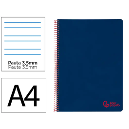 Liderpapel A4 Wonder Cuaderno espiral tapa plástico 80 hojas 90gr pauta ancha 3,5mm con margen color azul marino Precio: 14.58999971. SKU: B15MHJ8AJW