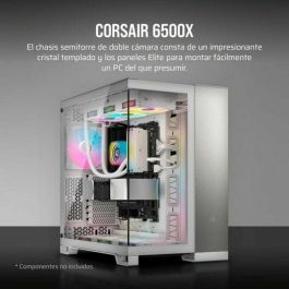 CORSAIR CC-9011285-WW Caja PC Torre Media 6500X, Aluminio Blanco/Gris Satinado