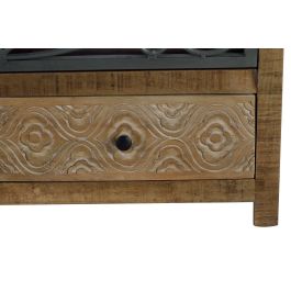 Giner y Colomer Vitrina de Madera de Mango Marrón Envejecida 130x100x40 cm 2 Cajones 2 Puertas