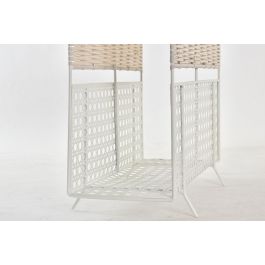 DKD Home Decor Revistero Boho de Mimbre y Metal, Tono Natural y Blanco, 36.5 x 15 x 41 cm