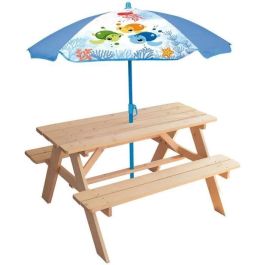 Muebles de jardín - FUN HOUSE - Mesa de picnic de madera Ma Petite Carapace Al.53xL.95xP.100 cm con sombrilla tortuga Al.125x100 cm Precio: 83.49999944. SKU: B12P76AZXX