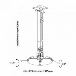 Aisens Soporte Universal Inclinable y Extensible para Proyector, Techo/Pared, Acero Alta Resistencia, Carga Máx. 20kg, Ajustable 225-316mm Aisens Soporte Universal Inclinable y Extensible para Proyector, Techo/Pared, Acero Alta Resistencia, Carga Máx. 20kg, Ajustable 225-316mm