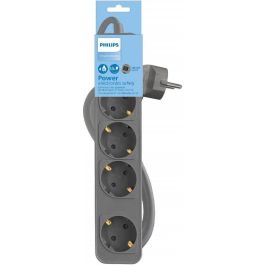 PHILIPS CHP2144G/12 Base múltiple con 4 tomas e interruptor, cable de 1.5 metros, color gris, extensión eléctrica para el hogar u oficina Precio: 6.3525. SKU: B17HPJR3EW