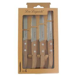 Amefa Set de Cuchillos de Cocina Acero Inoxidable y Madera 4 Piezas 21,5 cm Modelo Forest Madera Apto Lavavajillas, Higiénico