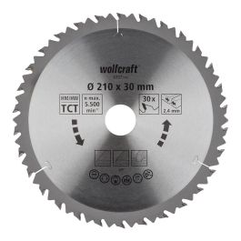 Wolfcraft 6737000 Disco de Sierra Circular de Mano CT Ø210mm 30 Dientes para Madera Cortes Rápidos y Bastos