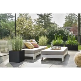 Elho ELH8711904497736 Jardinera Vivo Next Square 40 Negro Ø 39 x H 38 cm 100% Reciclado Interior/Exterior
