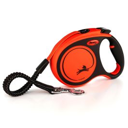 Flexi Xtreme Correa Retráctil de Cinta 5M Negro-Naranja para Perros Grandes y Vivaces: Máxima Seguridad y Confort con Tope Elástico