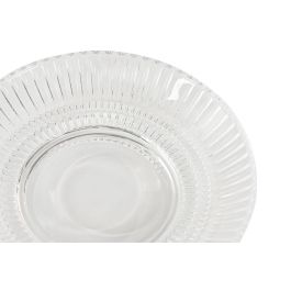 DKD Home Decor Plato Basicos de Cristal Transparente 14x14x2.3 cm - Pack de 4 Unidades - Apto Microondas y Lavavajillas