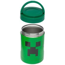 Puckator Fiambrera Termo Creeper Minecraft 500ml Acero Inoxidable Doble Pared Para Alimentos Fríos/Calientes Con Asa y Tapa Antifugas
