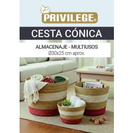 Inde Cesta Cónica de Seagrass para Almacenamiento, 30 cm