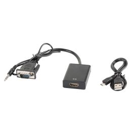 Lanberg Adaptador VGA Macho + Audio 3.5 mm Jack a HDMI, Resolución 1920x1080