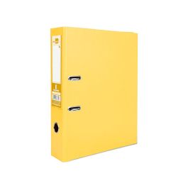 Archivador De Palanca Liderpapel Folio Documenta Forrado Pvc Con Rado Lomo 75 mm Amarillo Compresor Metalico 6 unidades