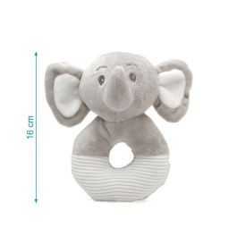 KioKids Sonajero Peluche Elefante Gris 13 cm para Bebés Recién Nacidos Suave de Poliéster, Estimula Desarrollo Sensorial Colección Dolci Amici