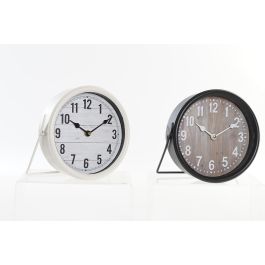 DKD Home Decor Reloj Sobremesa Loft Hierro y Cristal Negro Blanco 20x5.5x20 cm (Pack 4 Unidades Surtidas)