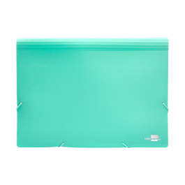 Liderpapel Carpeta Clasificador Fuelle Polipropileno DIN A4 Verde Opaco 13 Departamentos Cierre Gomas 2 Huecos Tarjetas Etiquetas Meses A-Z