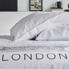 Today Juego de Cama TOD3574641256579 para 2 personas, 240x220 cm, Algodón Estampado Londres Blanco