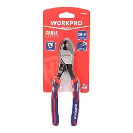 Workpro Alicate Cortacables 170 mm Cr-V para Cobre y Aluminio, Cabeza Pavonada, Mango Tri-material