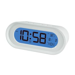 Elbe RD-701-B Reloj Despertador Blanco con Termómetro y Calendario, Pantalla 11cm