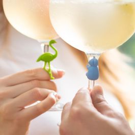 Set 6 Identificadores Copas Silicona Flamingo Koala 5,5x4,5x2,2 cm