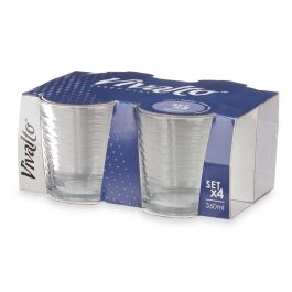 Vivalto Set 4 Vasos de Vidrio Rayas 360 ml - Vaso 9 x 10 cm (6 Unidades)