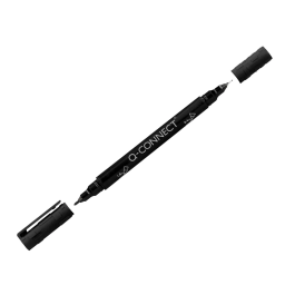 Q-connect Rotulador Permanente Marcador Doble Punta Negro 4 mm y 1 mm
