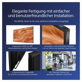 Sony Bravia FW-98BZ30L Monitor Profesional 98" 4K HDR Signage, Full Array LED, 440 Nits, Control IP/RS232, Operación 24/7, 3 Años Garantía