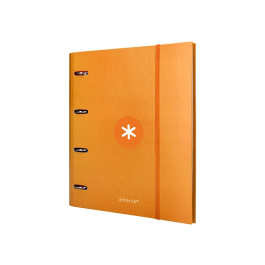 Antartik Carpeta con recambio A4 cuadro 5mm forrada 4 anillas 40mm redondas con solapa color mostaza