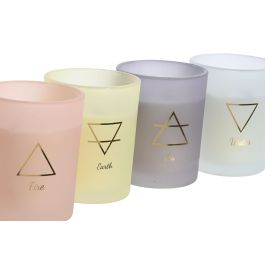DKD Home Decor Vela Urban Set 4 Unidades Surtidas 200gr Cristal Cera, Varios Colores (Verde Menta, Azul Celeste, Rosa Palo, Lila) 36h, 8x10x8cm