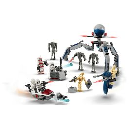 Lego 75372 Star Wars Paquete de Batalla de Soldados Clon y Droides de Batalla con Moto Speeder y Minifigura