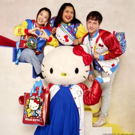 Loungefly Bolso y Monedero Hello Kitty 50 Aniversario Piel Vegana Metalizada Correa Ajustable
