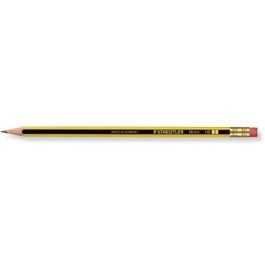 Staedtler Lápiz de grafito Noris N.2 HB con goma de borrar, mina resistente, madera ecológica FSC
