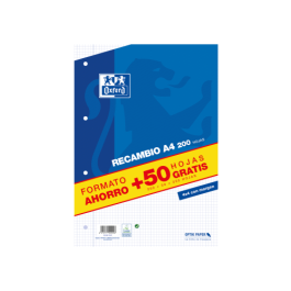 Oxford Recambio A4 Sueltas 90 gr 4x4 mm C-Margen 4 Taladros