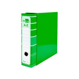 Archivador De Palanca Liderpapel A4 Filing System Forrado Sin Rado Lomo 80 mm Verde Con Caja Y Compresor Metalico