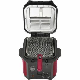 Brandt FRI25R Freidora eléctrica Depósito fijo, 2,5 L aceite, para 1kg patatas fritas, Ventana de control, Rojo/Negro