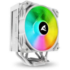 Sharkoon A40 RGB Refrigerador CPU de Aire 120mm Blanco, 4 Tubos de Calor, 220W TDP, RGB con efecto espejo, Compatibilidad total con zócalos