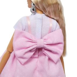 Mattel Barbie Muñeca Deluxe Vestido Con Lazo HYV27 Glamour Barbiecore Pelo Rubio Articulada +3 Años