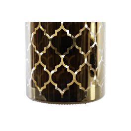 DKD Home Decor Portavela Navidad Moderna Cristal y Metal Dorado 10x10x15 cm