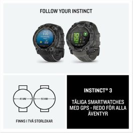 Garmin Instinct 3 Smartwatch AMOLED 1.2" Pantalla Táctil GPS Multibanda SatIQ 45 mm Resistente Monitor de Salud y Linterna Negro Garmin Instinct 3 Smartwatch AMOLED 1.2" Pantalla Táctil GPS Multibanda SatIQ 45 mm Resistente Monitor de Salud y Linterna Negro